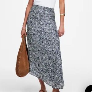 NWT Madewell Ruched Asymetric Midi Skirt in Night Indigo